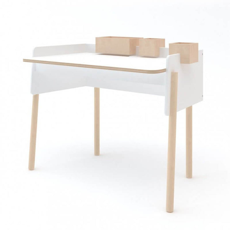 Bureau enfant en bois clair et blanc modèle Brooklyn - Oeuf NYC