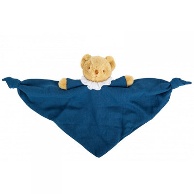 Triangle Doudou avec Hochet - Coton Bio Bleu Denim