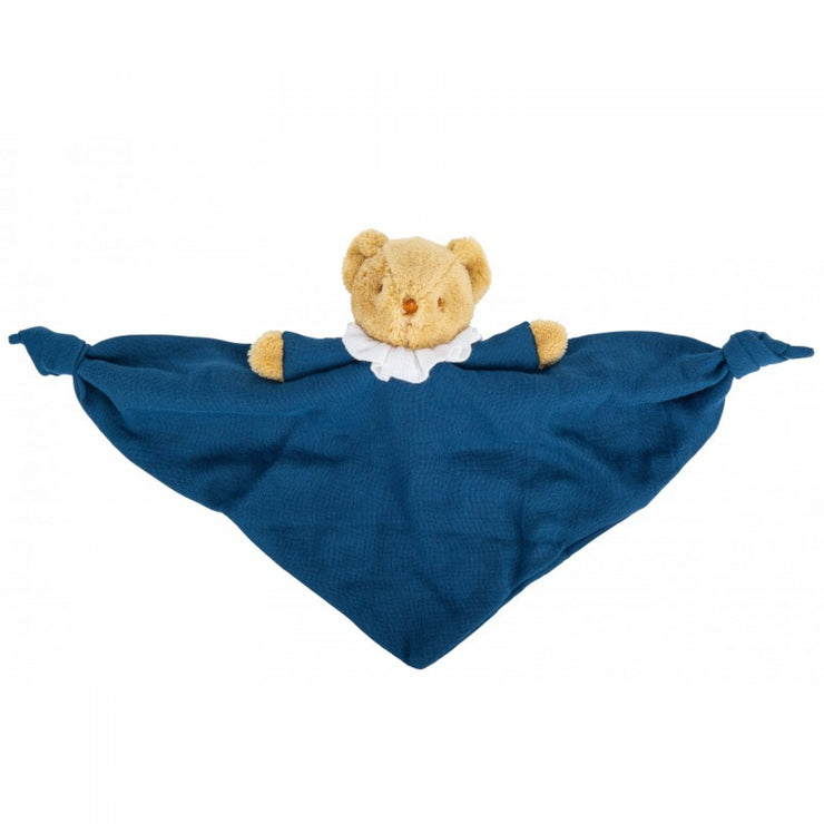 Triangle Doudou avec Hochet - Coton Bio Bleu Denim