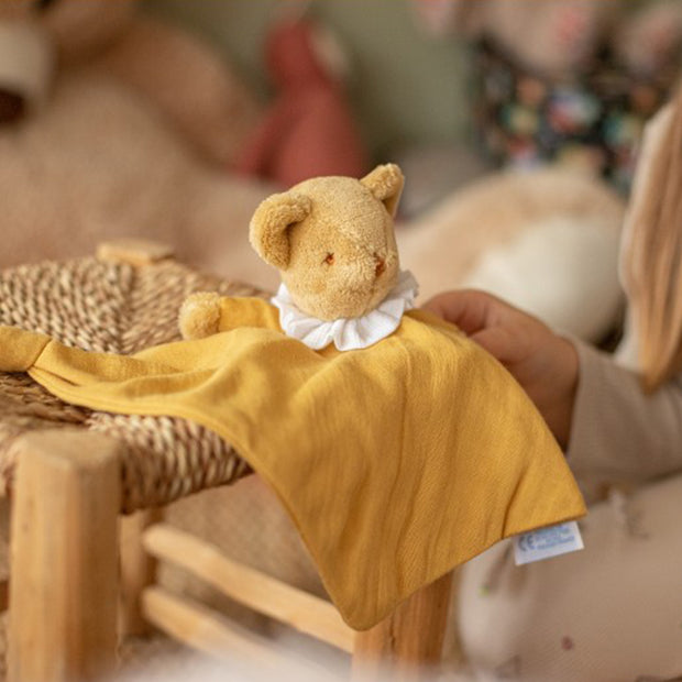 Triangle Doudou avec Hochet - Coton Bio Curry