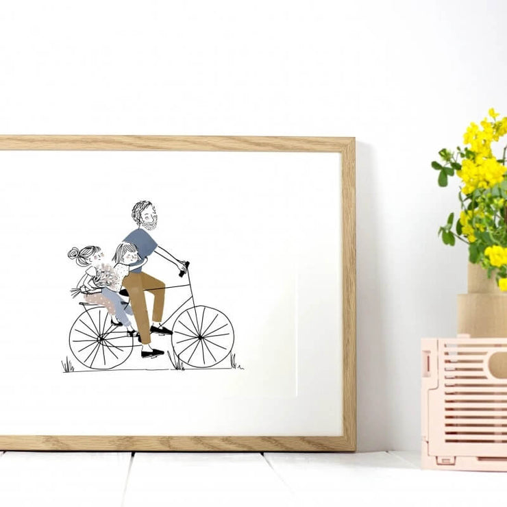 Affiche A4 Balade Vélo Papa et ses Filles - My Lovely Thing
