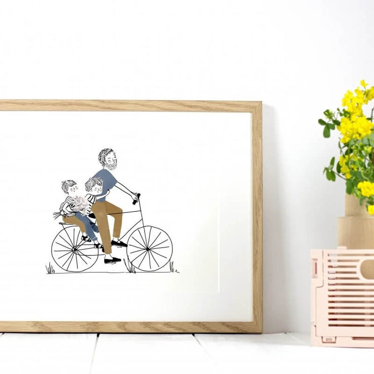 Affiche A4 Balade Vélo Papa et ses Garçons - My Lovely Thing