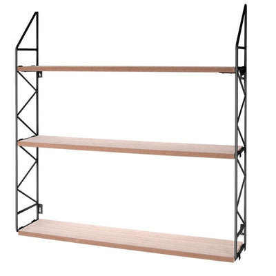 Etagère triple Zig Zag métal noir et bois - Present Time