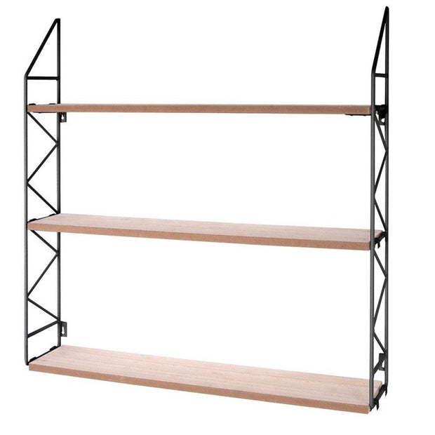 Etagère triple Zig Zag métal noir et bois - Present Time
