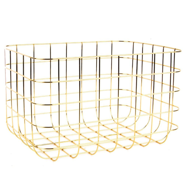 Panier de rangement medium en metal doré - Present Time