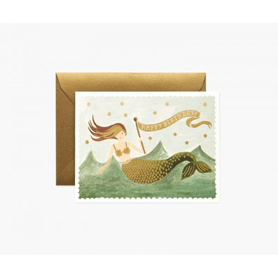 Carte d'anniversaire - Vintage mermaid birthday