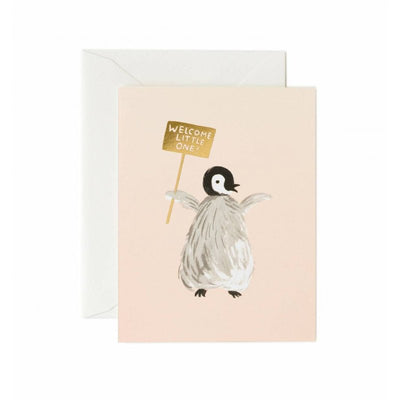 Carte de naissance pingouin - Welcome Little One