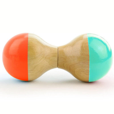 Hochet en bois - Bleu et orange