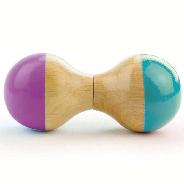 Hochet en bois - Bleu et violet